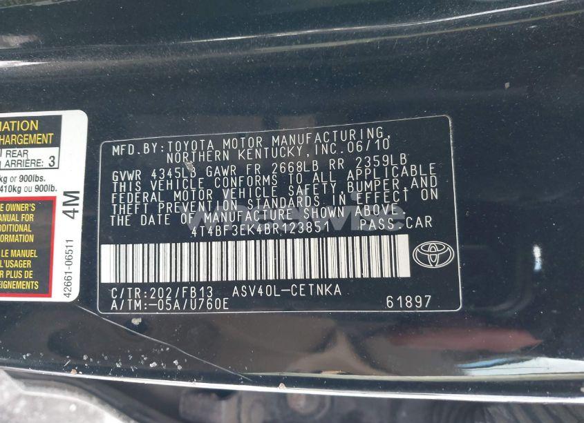 Photo 9 of 2011 Toyota Camry LE (VIN 4T4BF3EK4BR123851)