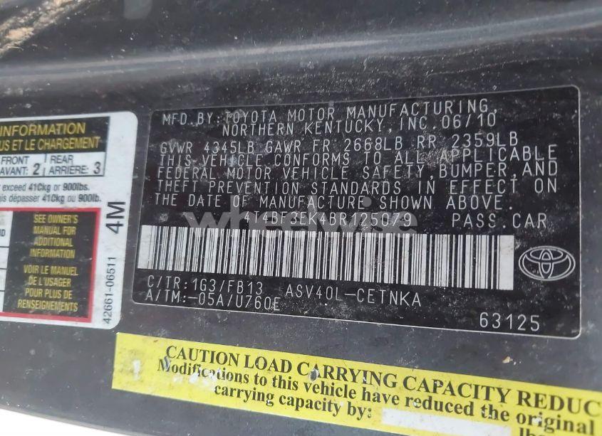 Photo 9 of 2011 Toyota Camry LE (VIN 4T4BF3EK4BR125079)