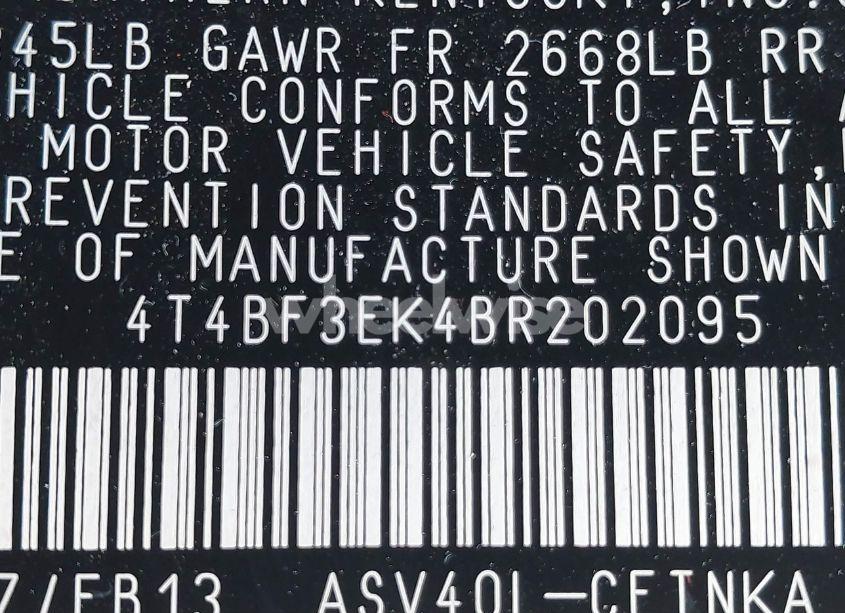 Photo 9 of 2011 Toyota Camry (VIN 4T4BF3EK4BR202095)