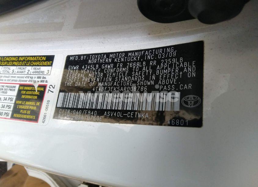 Photo 9 of 2010 Toyota Camry LE (VIN 4T4BF3EK5AR008786)