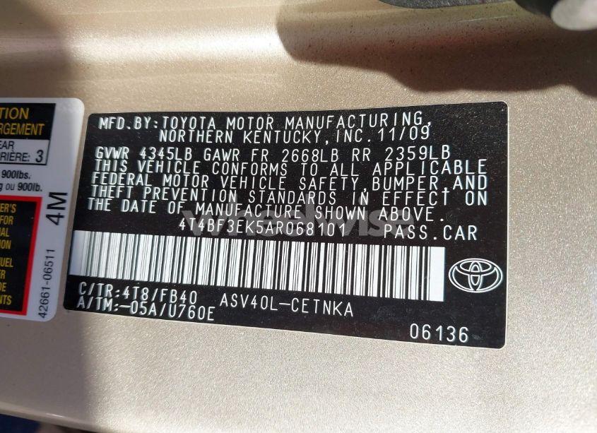 Photo 9 of 2010 Toyota Camry (VIN 4T4BF3EK5AR068101)