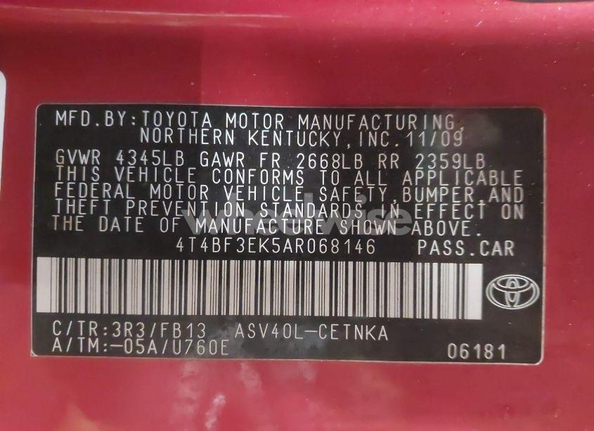 Photo 9 of 2010 Toyota Camry LE (VIN 4T4BF3EK5AR068146)