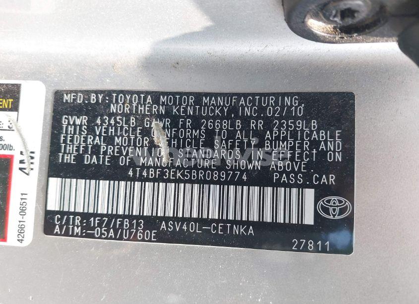 Photo 9 of 2011 Toyota Camry (VIN 4T4BF3EK5BR089774)