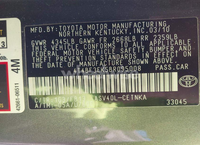 Photo 9 of 2011 Toyota Camry LE (VIN 4T4BF3EK5BR095008)