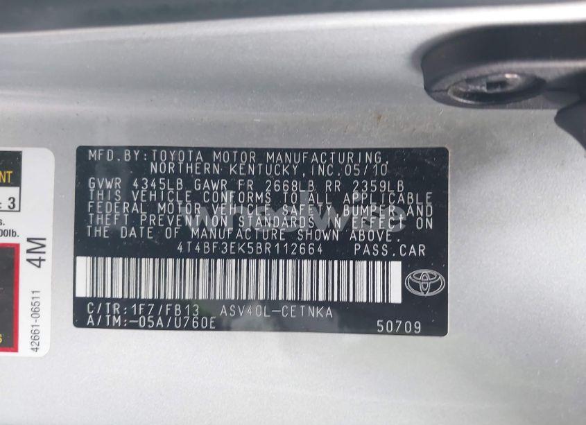 Photo 9 of 2011 Toyota Camry LE (VIN 4T4BF3EK5BR112664)