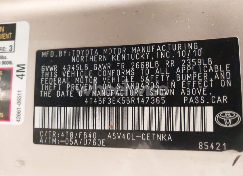 Photo 9 of 2011 Toyota Camry LE (VIN 4T4BF3EK5BR147365)