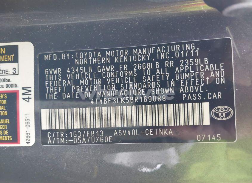 Photo 9 of 2011 Toyota Camry LE (VIN 4T4BF3EK5BR169088)