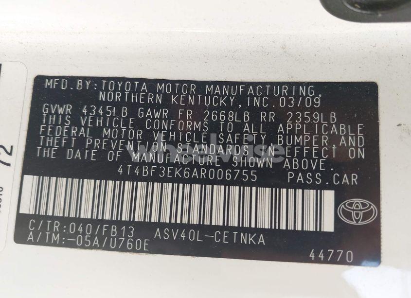 Photo 9 of 2010 Toyota Camry LE/SE/XLE (VIN 4T4BF3EK6AR006755)