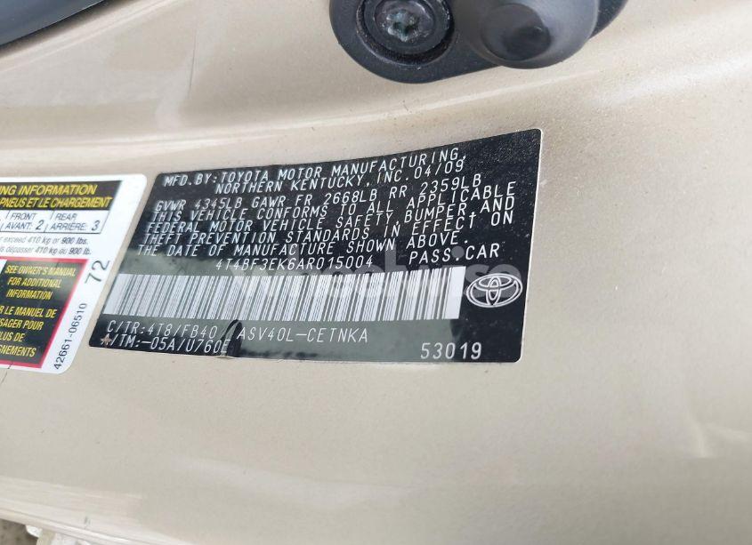 Photo 9 of 2010 Toyota Camry LE (VIN 4T4BF3EK6AR015004)