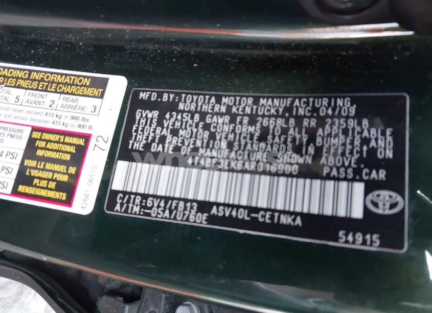 Photo 9 of 2010 Toyota Camry LE (VIN 4T4BF3EK6AR016900)