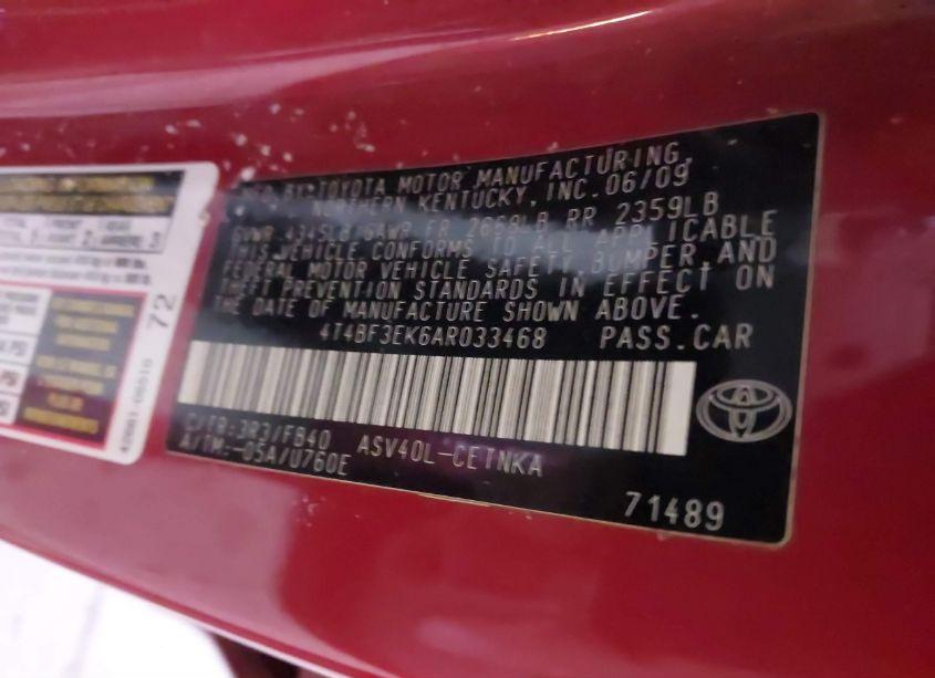 Photo 9 of 2010 Toyota Camry LE (VIN 4T4BF3EK6AR033468)