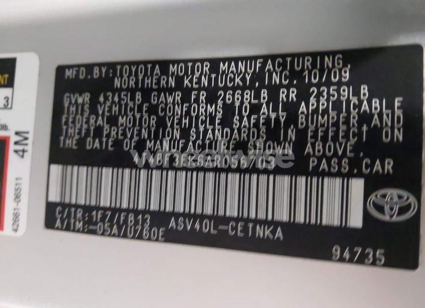 Photo 9 of 2010 Toyota Camry LE (VIN 4T4BF3EK6AR056703)