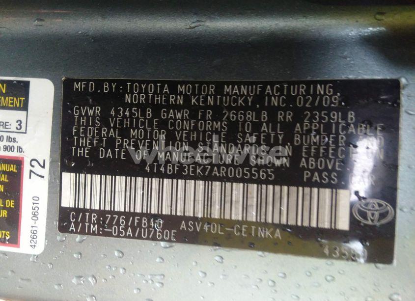 Photo 9 of 2010 Toyota Camry LE (VIN 4T4BF3EK7AR005565)