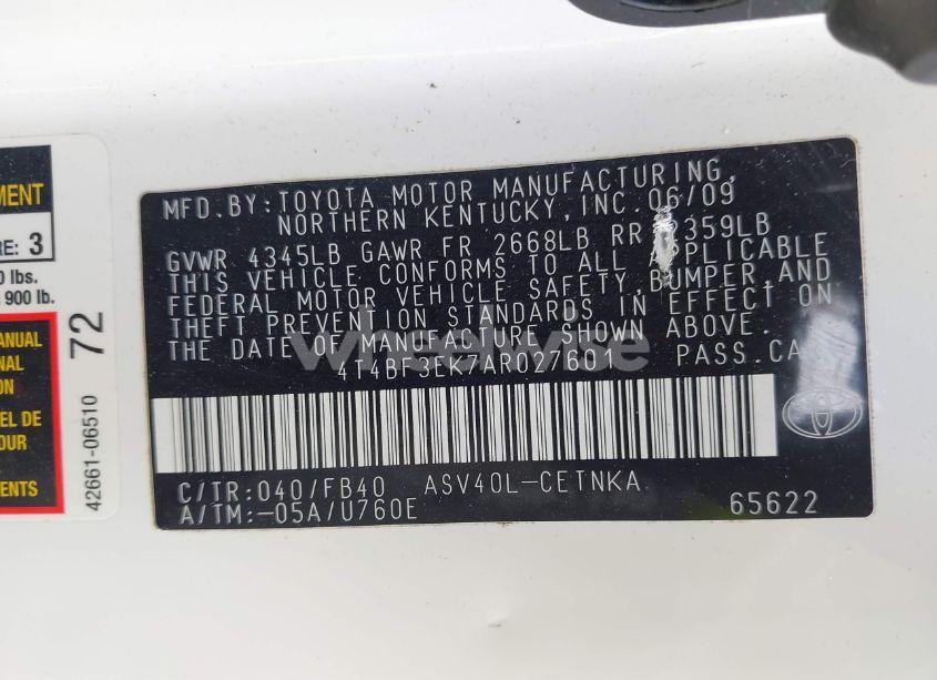 Photo 9 of 2010 Toyota Camry LE (VIN 4T4BF3EK7AR027601)