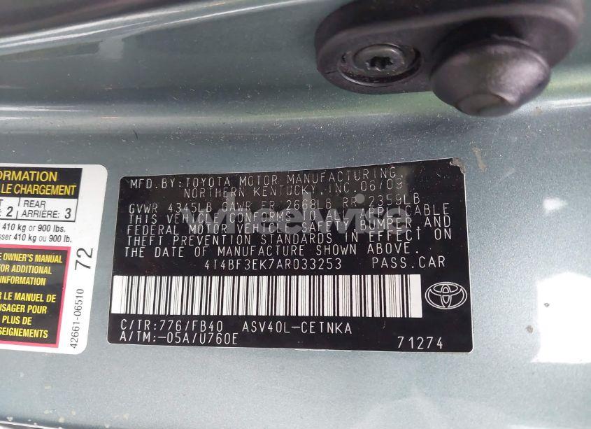 Photo 9 of 2010 Toyota Camry LE (VIN 4T4BF3EK7AR033253)