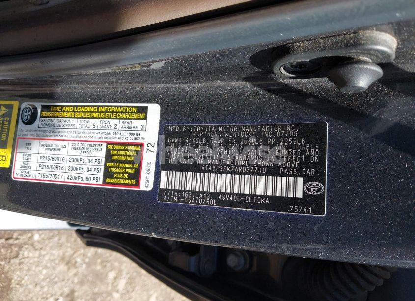 Photo 9 of 2010 Toyota Camry XLE (VIN 4T4BF3EK7AR037710)