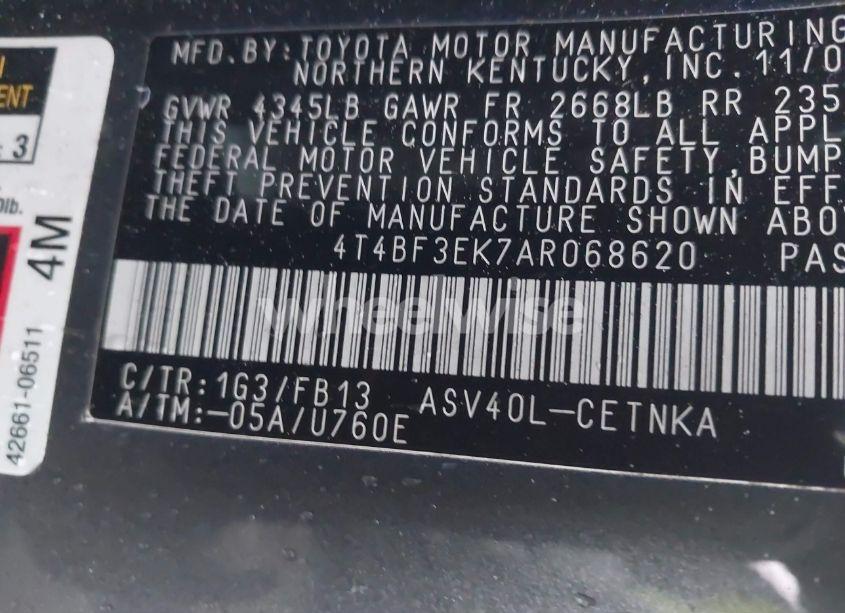 Photo 9 of 2010 Toyota Camry LE (VIN 4T4BF3EK7AR068620)