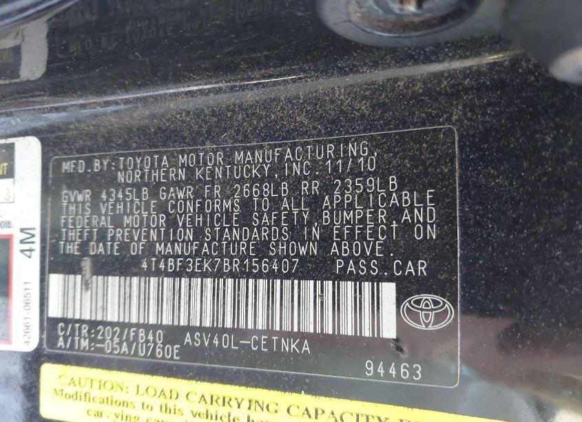 Photo 9 of 2011 Toyota Camry LE (VIN 4T4BF3EK7BR156407)