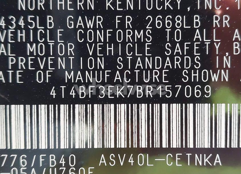 Photo 9 of 2011 Toyota Camry LE (VIN 4T4BF3EK7BR157069)