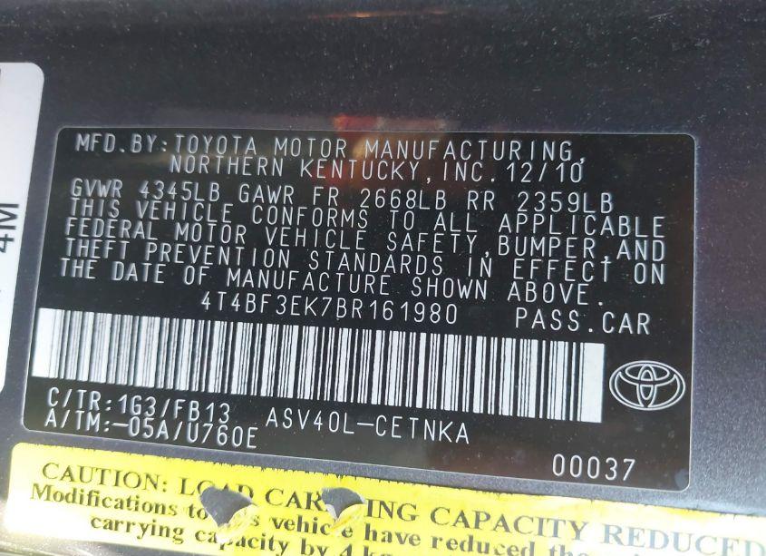 Photo 9 of 2011 Toyota Camry LE (VIN 4T4BF3EK7BR161980)