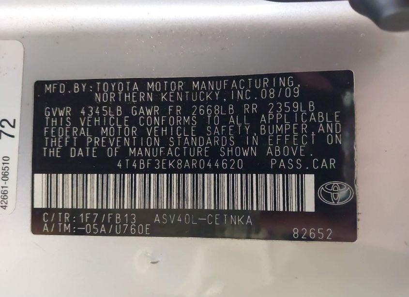 Photo 9 of 2010 Toyota Camry LE (VIN 4T4BF3EK8AR044620)