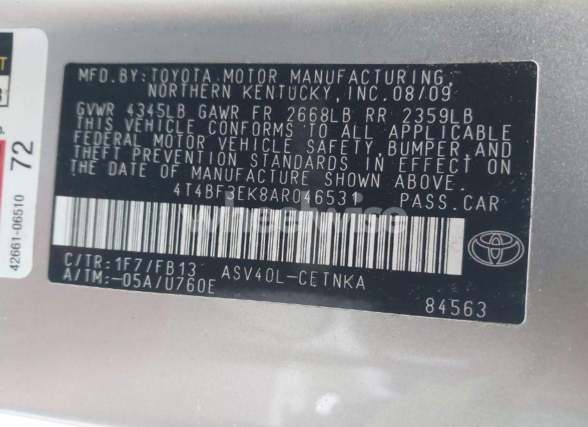 Photo 9 of 2010 Toyota Camry LE (VIN 4T4BF3EK8AR046531)