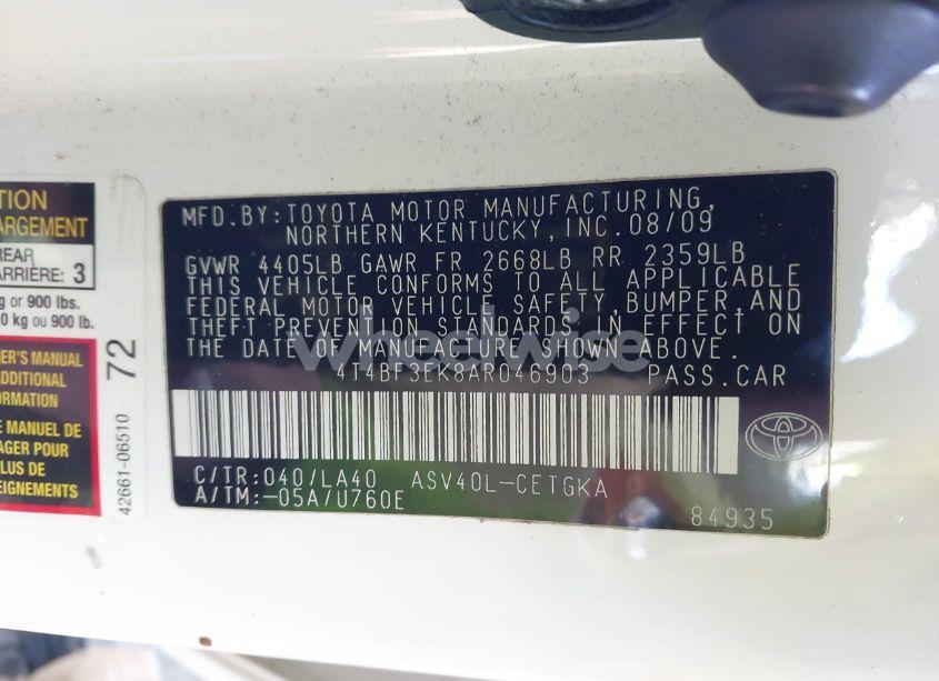 Photo 9 of 2010 Toyota Camry XLE (VIN 4T4BF3EK8AR046903)