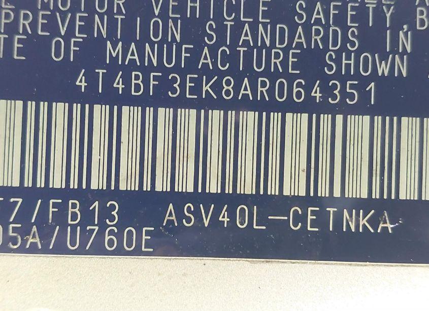 Photo 9 of 2010 Toyota Camry LE (VIN 4T4BF3EK8AR064351)