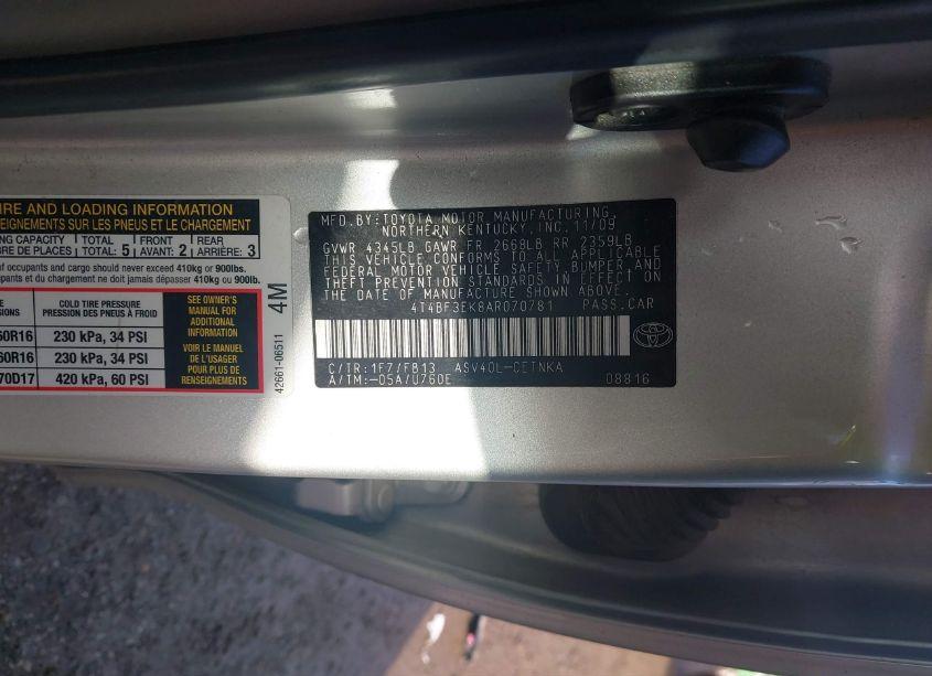 Photo 9 of 2010 Toyota Camry LE (VIN 4T4BF3EK8AR070781)