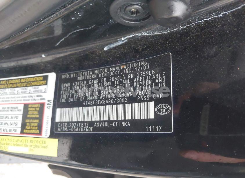 Photo 9 of 2010 Toyota Camry LE (VIN 4T4BF3EK8AR073082)