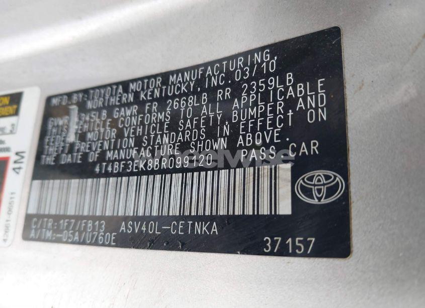 Photo 9 of 2011 Toyota Camry LE (VIN 4T4BF3EK8BR099120)