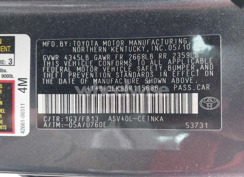 Photo 9 of 2011 Toyota Camry LE (VIN 4T4BF3EK8BR115686)