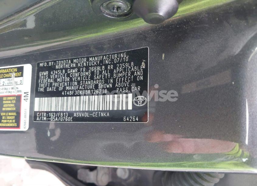 Photo 9 of 2011 Toyota Camry LE (VIN 4T4BF3EK8BR126218)