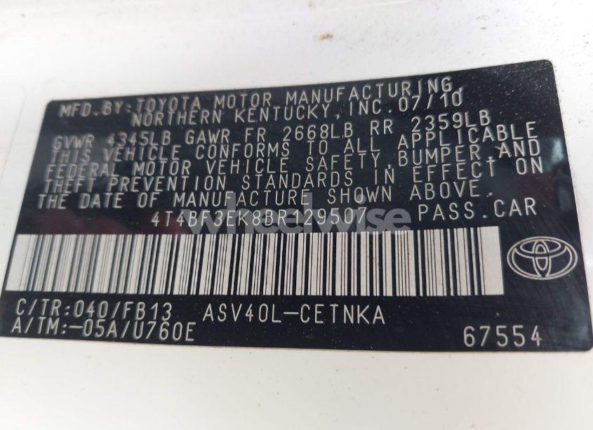 Photo 9 of 2011 Toyota Camry LE (VIN 4T4BF3EK8BR129507)