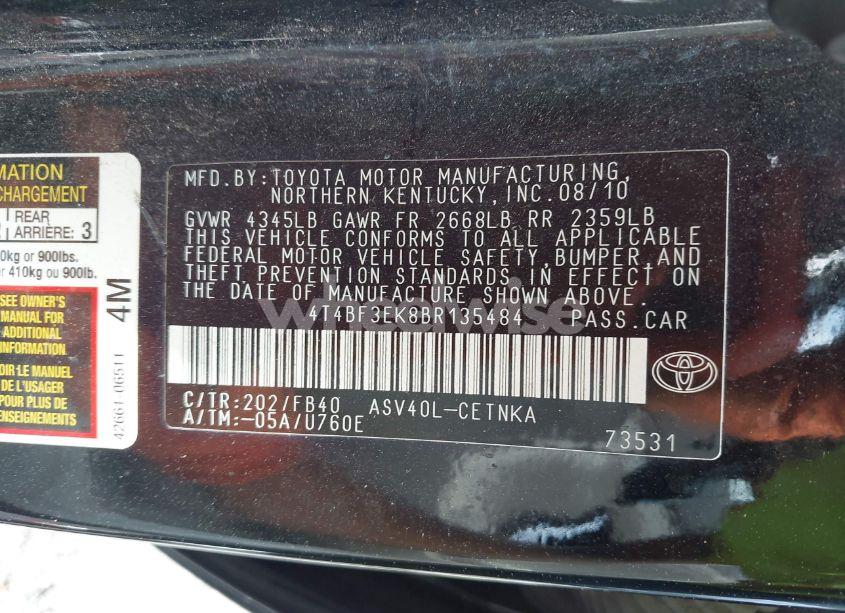 Photo 9 of 2011 Toyota Camry LE (VIN 4T4BF3EK8BR135484)