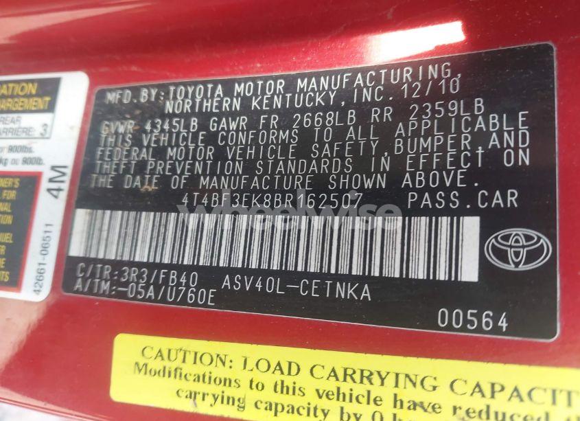 Photo 9 of 2011 Toyota Camry LE (VIN 4T4BF3EK8BR162507)