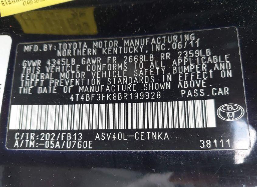 Photo 9 of 2011 Toyota Camry LE (VIN 4T4BF3EK8BR199928)