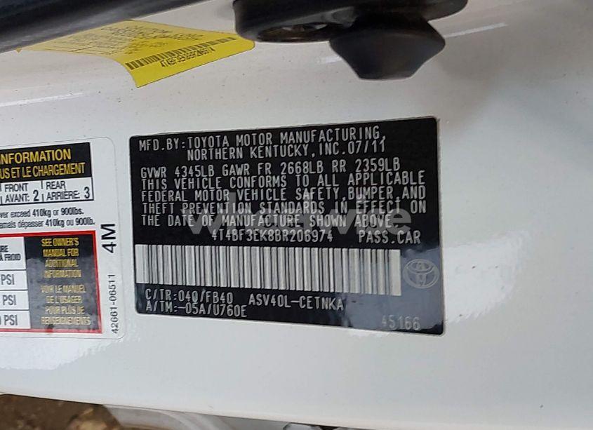 Photo 9 of 2011 Toyota Camry LE (VIN 4T4BF3EK8BR206974)