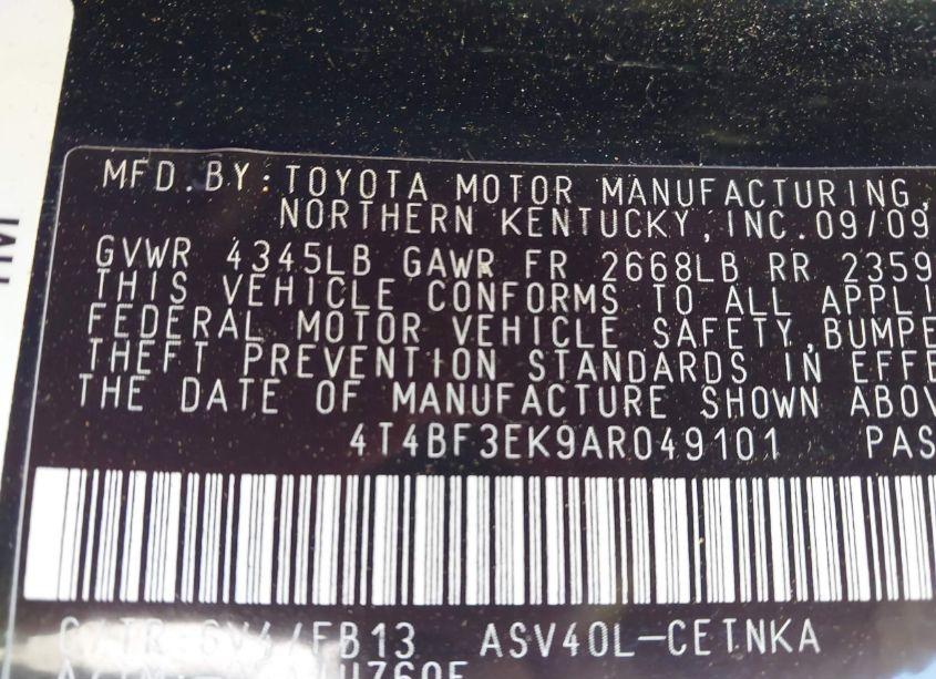 Photo 9 of 2010 Toyota Camry LE (VIN 4T4BF3EK9AR049101)