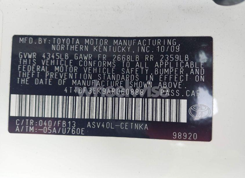 Photo 9 of 2010 Toyota Camry LE (VIN 4T4BF3EK9AR060888)