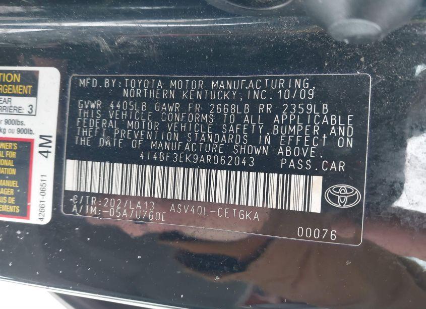 Photo 9 of 2010 Toyota Camry XLE (VIN 4T4BF3EK9AR062043)