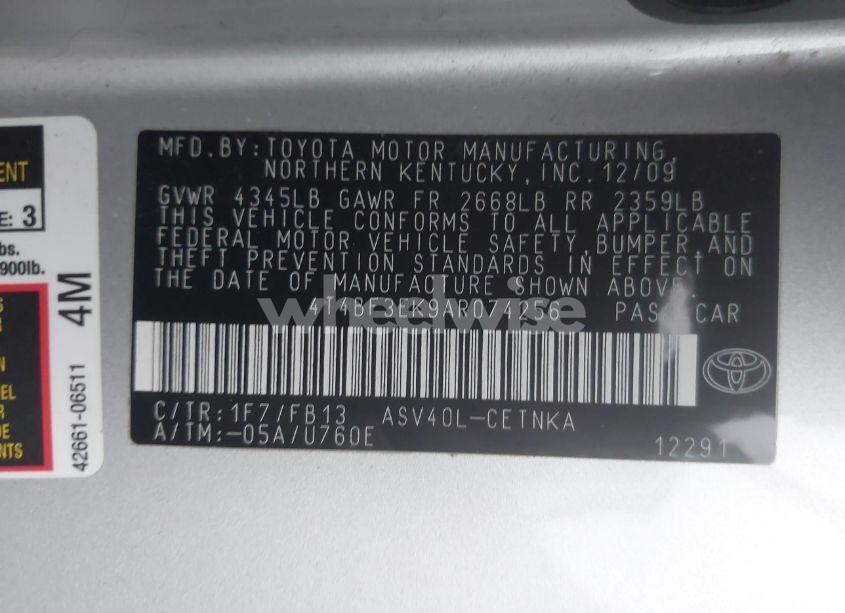 Photo 9 of 2010 Toyota Camry LE (VIN 4T4BF3EK9AR074256)