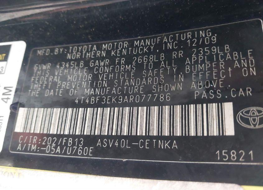 Photo 9 of 2010 Toyota Camry LE (VIN 4T4BF3EK9AR077786)