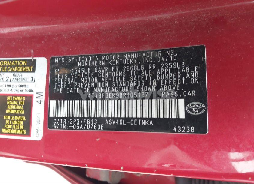 Photo 9 of 2011 Toyota Camry LE (VIN 4T4BF3EK9BR105197)