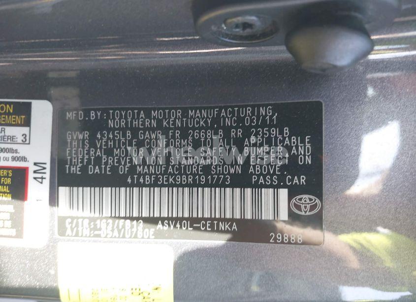 Photo 9 of 2011 Toyota Camry LE (VIN 4T4BF3EK9BR191773)