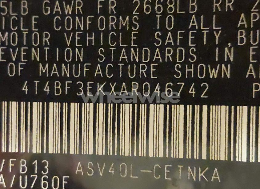 Photo 9 of 2010 Toyota Camry LE (VIN 4T4BF3EKXAR046742)