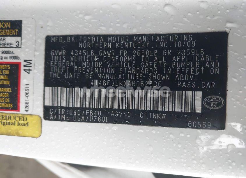 Photo 9 of 2010 Toyota Camry LE (VIN 4T4BF3EKXAR062536)