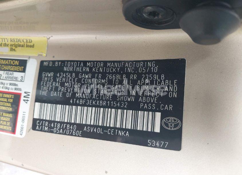 Photo 9 of 2011 Toyota Camry (VIN 4T4BF3EKXBR115432)