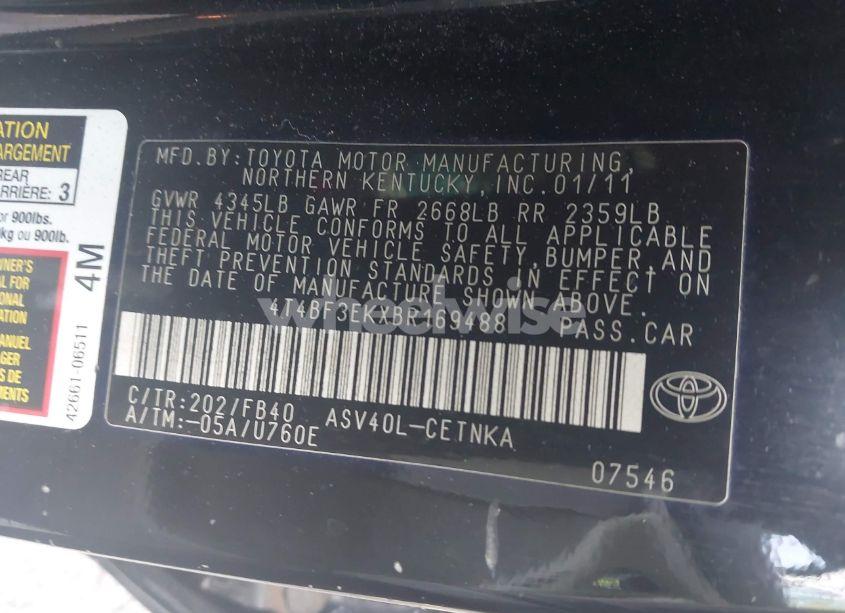 Photo 9 of 2011 Toyota Camry LE (VIN 4T4BF3EKXBR169488)
