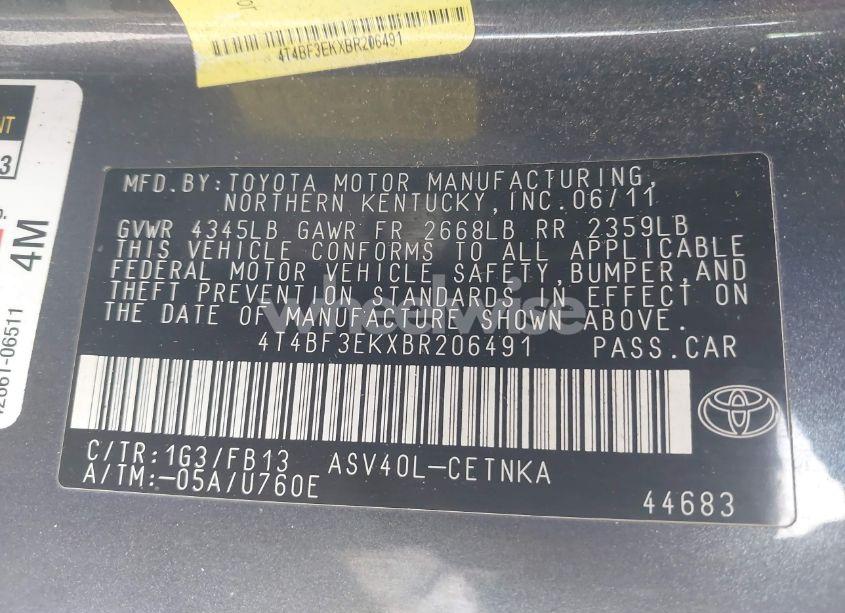 Photo 9 of 2011 Toyota Camry LE (VIN 4T4BF3EKXBR206491)